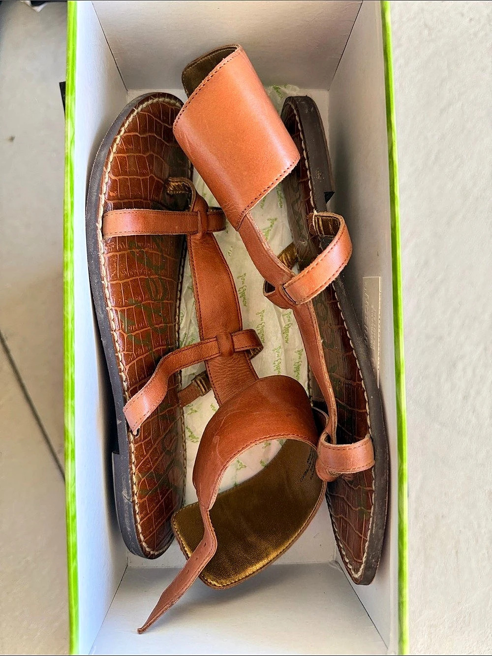 Sam Edelman Ginnie Leather-Look Brown Sandals US 8 M